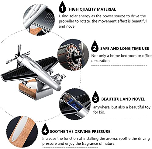 Car Accessories Solar Car Perfumes And Fresheners for Dashboard | Solar Plane with Fragrance for Car (Silver)