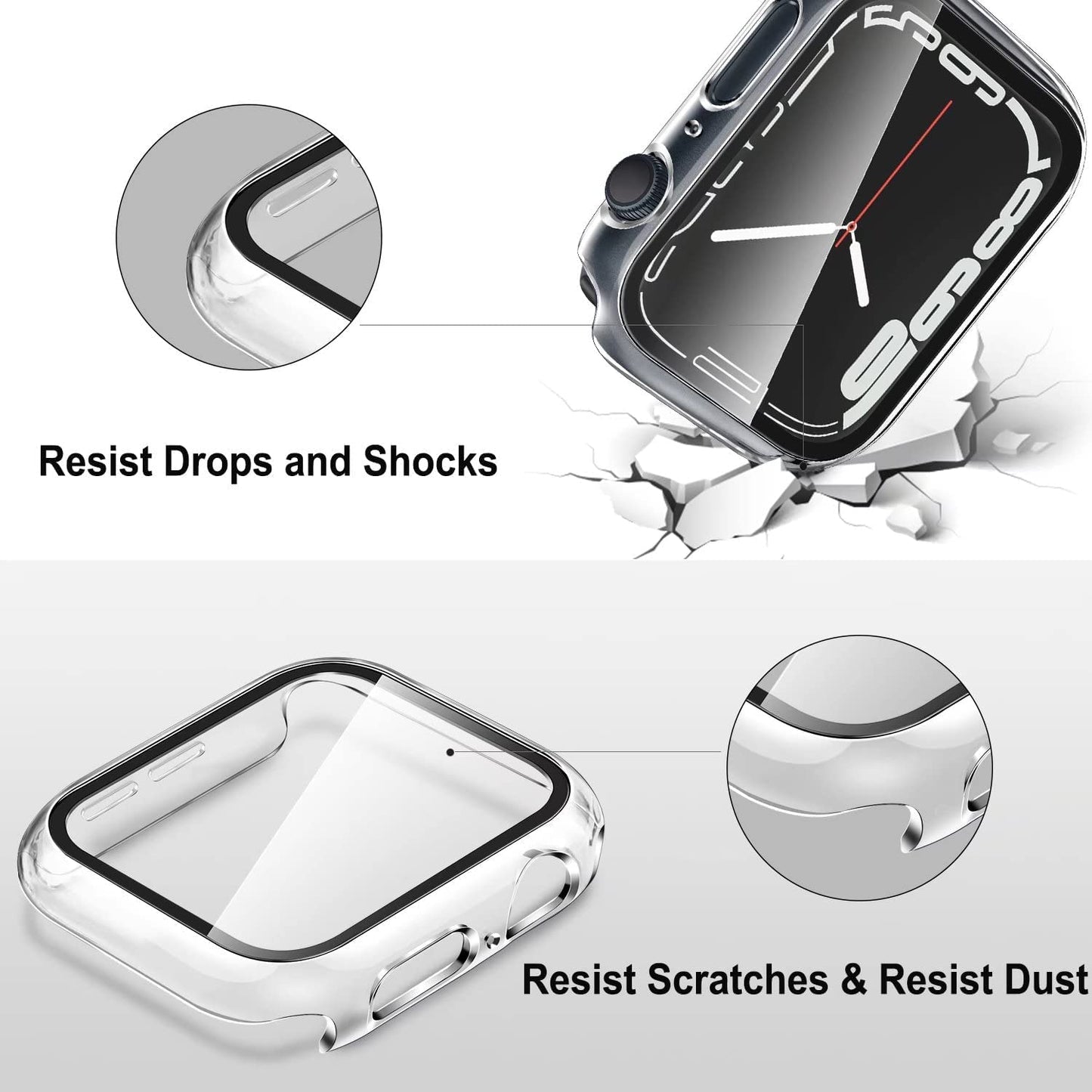 iWatch Protector Hard PC Cover + 9H Tempered Glass  Compatible with Apple Watch