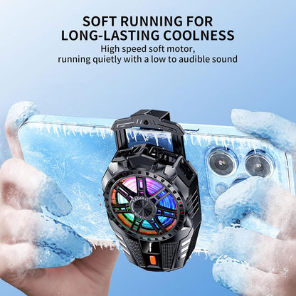 Mobile Cooling Pad |Mobile Cooler | Gaming Fan | for Instant Cooling Advanced Refrigeration Chip & LED Temperature Display Compatible for Android and iPhones - (Black)