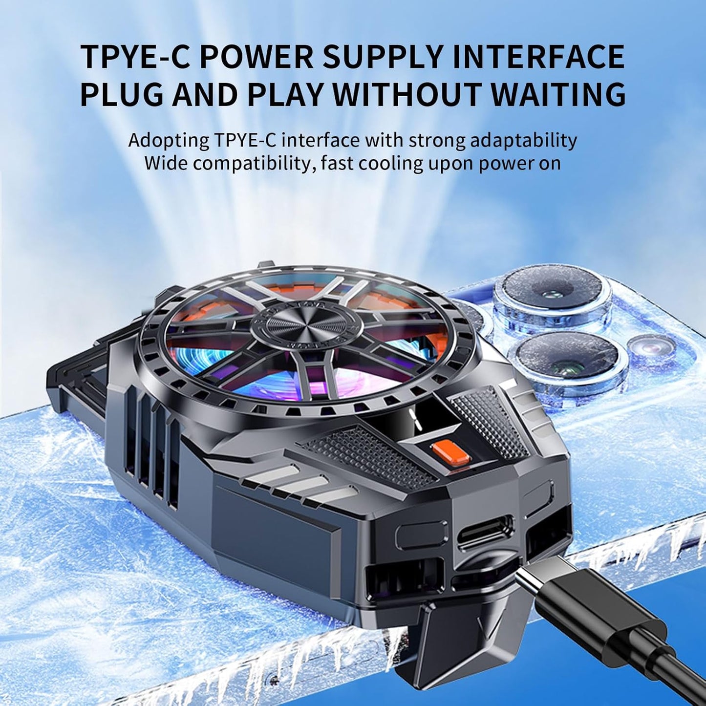 Mobile Cooling Pad |Mobile Cooler | Gaming Fan | for Instant Cooling Advanced Refrigeration Chip & LED Temperature Display Compatible for Android and iPhones - (Black)