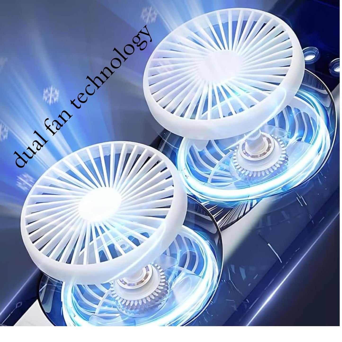Rechargeable Double Fan Portable Dual Head Cooling Device Adjustable Speed