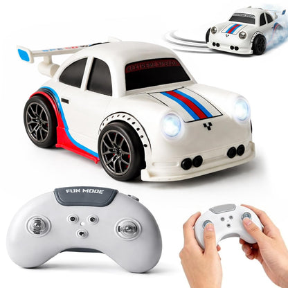 Mini Drifting RC Car | Remote Control Racing Car with LED Lights Sound Effects | 360° Spins Follow and Escape Modes Sensor Control Auto Demo Toy Vehicle for Boys & Girls