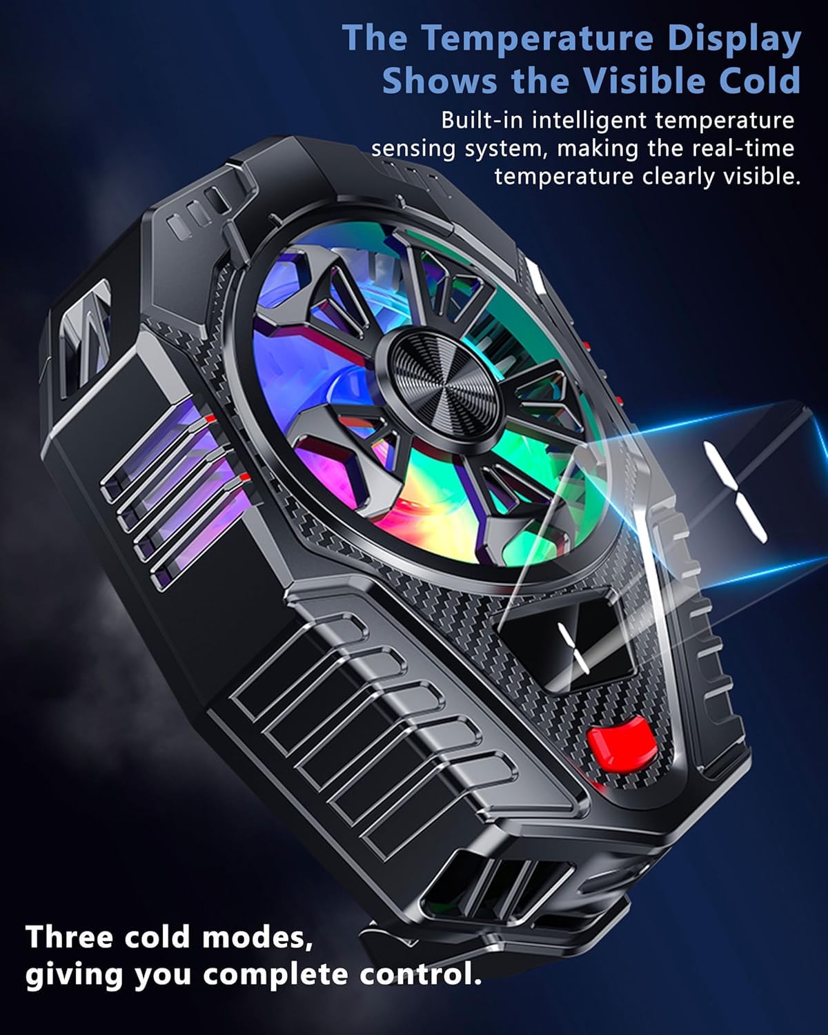 Mobile Cooling Pad |Mobile Cooler | Gaming Fan | for Instant Cooling Advanced Refrigeration Chip & LED Temperature Display Compatible for Android and iPhones - (Black)