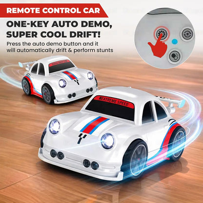 Mini Drifting RC Car | Remote Control Racing Car with LED Lights Sound Effects | 360° Spins Follow and Escape Modes Sensor Control Auto Demo Toy Vehicle for Boys & Girls