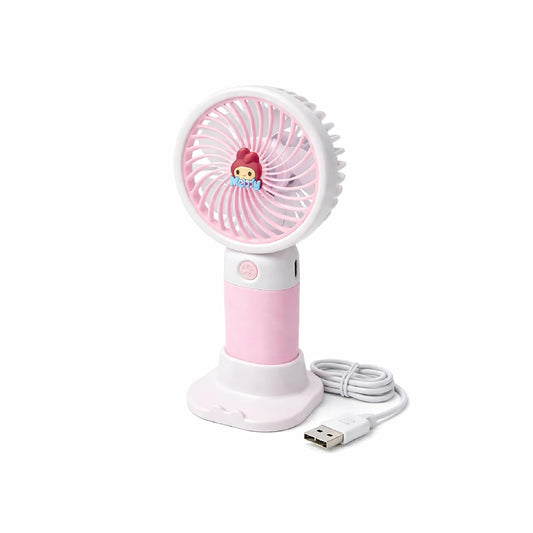 Portable Handheld Fan with LED Light | 400mAh Rechargeable Small Personal Fan | 3 Speeds, Type-C Fast Charging, | Cute Mini Desktop Fan with Base for Travel Office and Outdoor